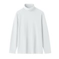 thumbnail image 3 of Plain Tshirts for Men Men's Winter Solid Color Medium High Neck Designlong Sleeved Round Neck Top White XL, 3 of 3