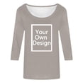 thumbnail image 4 of Hiiyo T-Shirt à Manches 3/4 pour Femme à Col Rond, T-Shirt Décontracté Uni, Kaki G, 4 of 6