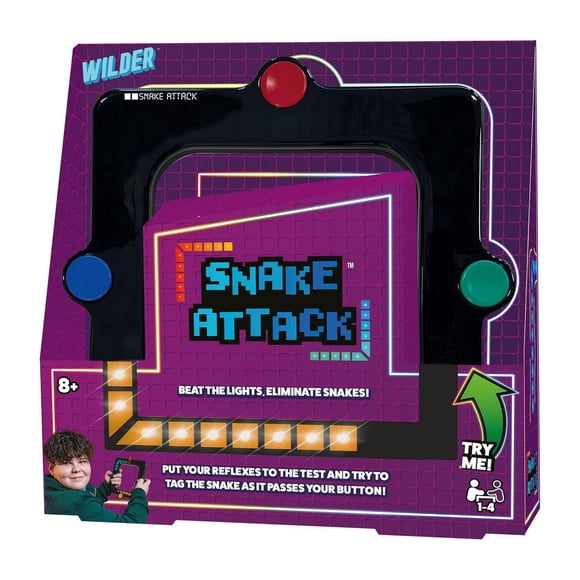 Asmodee - Wilder Toys - Snake Attack - Electronic Handheld Game - Solo and Multiplayer Reflex Game for Kids - For 1 to 4 Players - Ages 8 and up - Multilingual