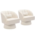 thumbnail image 3 of Yiwa Mid-Back Swivel Armchair, Upholstered Lounge Reading Chair with Pillow and 360-Degree Rotation, 3 of 8