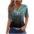 thumbnail image 2 of Qertyioot Blouses et Hauts pour Femmes Liquidation T-shirt Imprimé Mode Femme Manches Courtes Blouse Col Rond Hauts Décontractés, 2 of 5