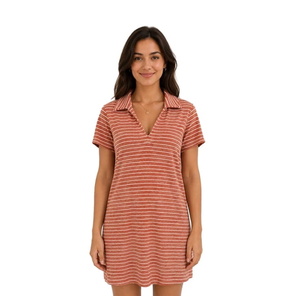 Tommy Bahama Robe à Rayures en Gelato Pêche pour Femme, Polo en Éponge à Boucle Suncoast (S05)