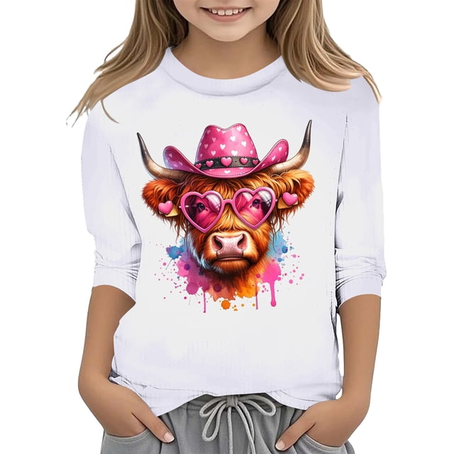 TZEWGL T-Shirts pour Nouveau-Né Imprimé Col Rond Manches Courtes Courtes Raccourcies Blouse pour Bébé Taille 5-6T