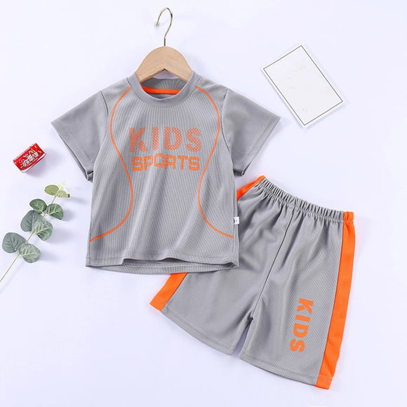 Baby Girl Outfits Kids Boys Girls Summer Color Block Mesh Quick Dry Sports Shorts Sets Basketball Jerseyss Tracksuit 2 Piece Set Ensemble Bebe Garçon Grey 11 Years-12 Years