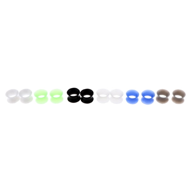 Milaget 12 Pcs Jauge d'Oreille Double Évasée en Silicone Solide Extensible 8mm
