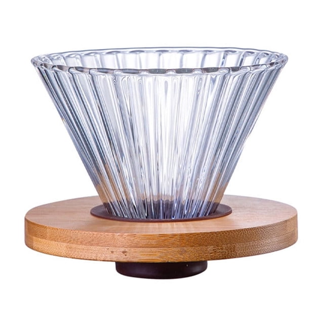 Lksixu Coffee Filter Coffee Colored Glass Filter Mug Portable Glass Hand Brewed Coffee Filter Mug Drip Reusable Filter Removable Wooden Base Kitchen Gadgets