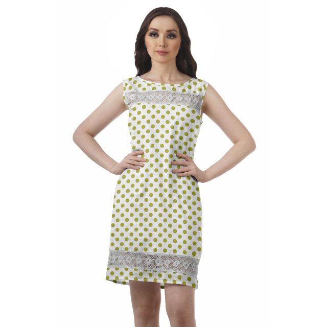 Moomaya Printed Women Back Slit Dress Sleeveless Scoop Neck Mini Shift Dress