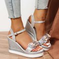 thumbnail image 1 of LSLJS Sandales Compensées pour Femmes, Chaussures Décontractées à Bout Ouvert pour Femmes avec Strass, Sandales Compensées à Plateforme Confortables, 1 of 7