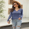 thumbnail image 4 of Hauts Henley en Tricot Gaufré pour Femmes Manches Longues Col en V Chandail Décontracté TP-TG, 4 of 7
