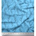 thumbnail image 1 of Soimoi Blue polyester Crepe Fabric Pear Leaves Printed Fabric 1 Yard 42 Inch Wide, 1 of 3