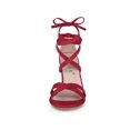 thumbnail image 2 of BLISSFUL STEP Women's Sandals High Block Heels Solid Color Lace up Sandals Red 6, 2 of 8