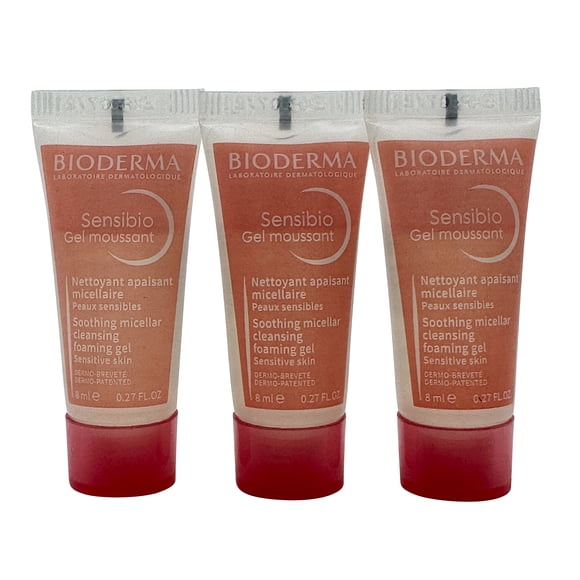 Bioderma Sensibio Gel Moussant Nettoyant Doux Peau Sensible 0,27 OZ Ensemble de 3