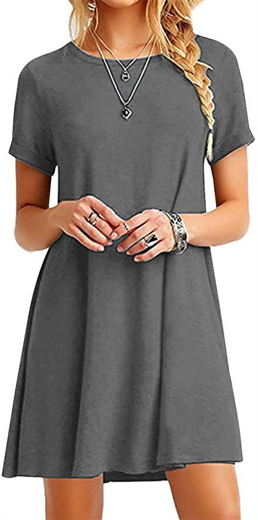 Women Summer Casual T Shirt Dresses A Line Swing Simple Multicolor Mini Dress