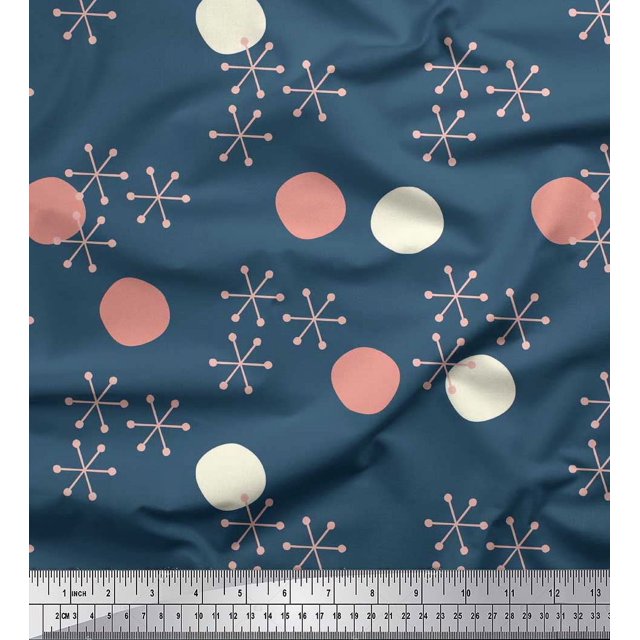 Soimoi Cotton Poplin Fabric Geometric & Polka Dots Print Fabric by Yard 56 Inch Wide