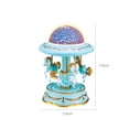 thumbnail image 3 of Blue Blue Carousel Music Box With Light Projection Rotating Horses Hand Crank Musical Toy For Girls 7.5 Inch Height, 3 of 9