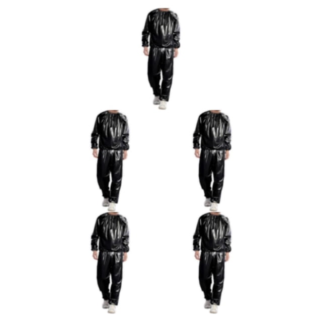 yingyy 1/2/3/5 Maison Salon Spa Sauna Combinaison Course Exercice Mise en Forme Veste de Survêtement Réutilisable Lavable PVC Combinaisons de Sport Noir TTTTG 5 Pcs