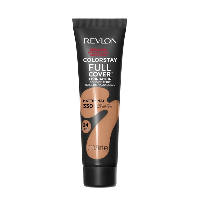 Revlon ColorStay Fond de Teint Crème à Couvrance Totale, Fini Mat, tube de 30 ml Teinte 330 beige Naturel avec Emballage Noir Mat et Nuance de beige, Offrant une Couvrance Totale Légère et Anti-Transfert jusqu'à 24 Heures pour Maquillage du Visage.