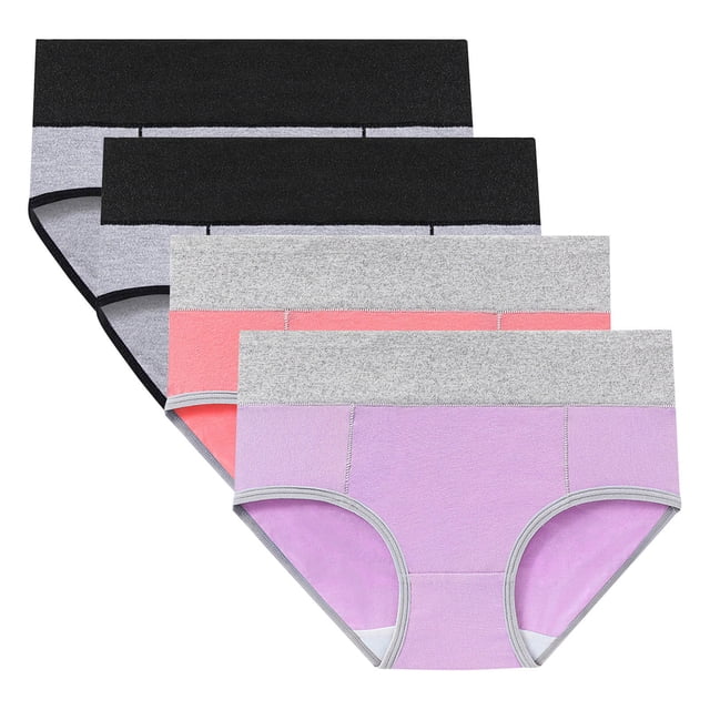Timegard Culottes pour Femmes 4 Pcs Grande Taille Taille Mi-Haute Confortables Invisibles Culottes Respirantes Culottes Menstruelles