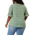 thumbnail image 3 of GRACE & GRANDEUR Blouse pour Femme Grande Taille, devant à Volants, Manches Smockées, Col en V, Haut Uni Décontracté 3X Blanc Vert, 3 of 8