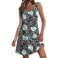 thumbnail image 1 of Pisexur Robe d'Été pour Femme, Plage, Décontractée, Sans Manches, Midi, Imprimé Floral, Débardeur, Ample, Robe Soleil avec Poche, P-2TG, 1 of 5