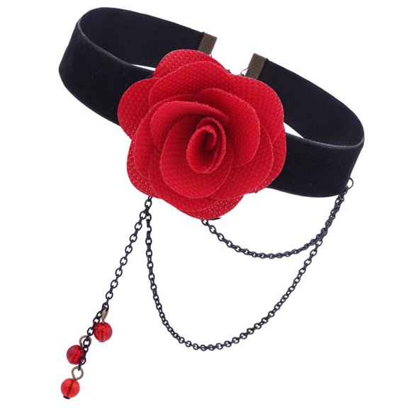 HONITANO Comfortable Red Choker Necklace with Rose Design for Womens Trendy Outfits