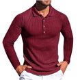 thumbnail image 1 of Jalioing Men's Collared Shirt Long Sleeve Button Golf Shirts Business Casual Ribbed Stretchy Pullover Tee, 1 of 5