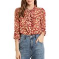 thumbnail image 1 of INSPIRE CHIC Women's Ruffle Collar Long Sleeve Button Down Floral Shirt, 1 of 6