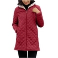 thumbnail image 1 of FAIWAD Women's Winter Coats Hooded Fleece Padded Zip Jackets Long Warm Slim Solid Color Overcoat, 1 of 7