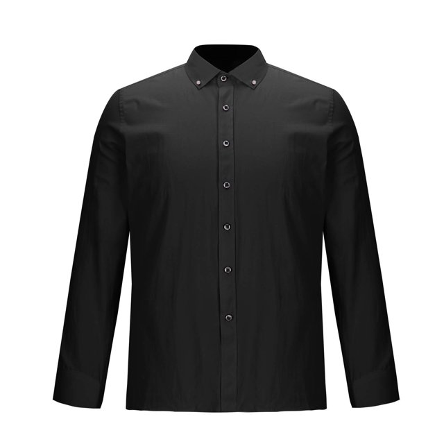 RXIRUCGD Chemise à Col Rabattable pour Homme Affaires Bouton Perceuse Bouton Manches Longues Chemise, Noir, Taille : 2TG