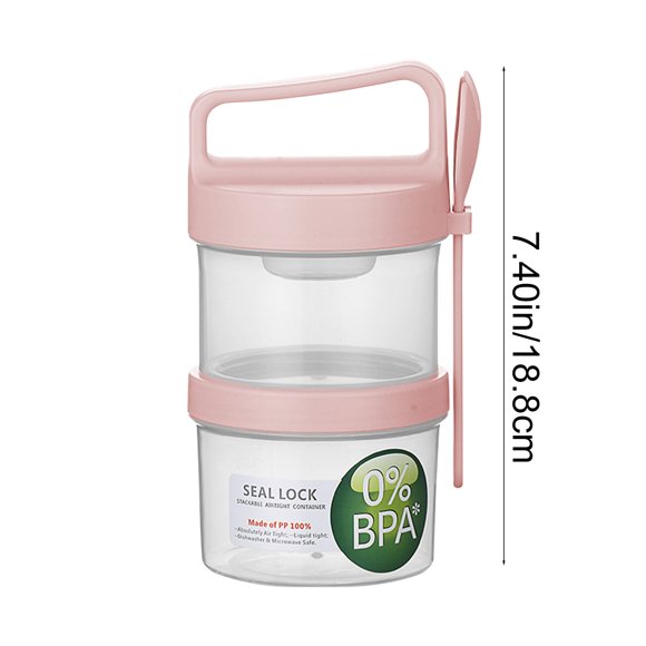 Wo-Fusoul Cereal and Milk Cup, Portable Breakfast Container, Leakproof Yogurt Parfait Cup, Salad Cup with Compartment, Reusable Snack Cup with Spoon for Work, Study, Picnic, Travel