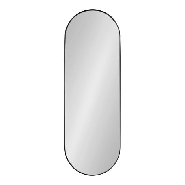 Kate and Laurel Rollo Midcentury Capsule Wall Mirror, 16 x 48, Black, Decorative Full Length Oval Mirror for Wall