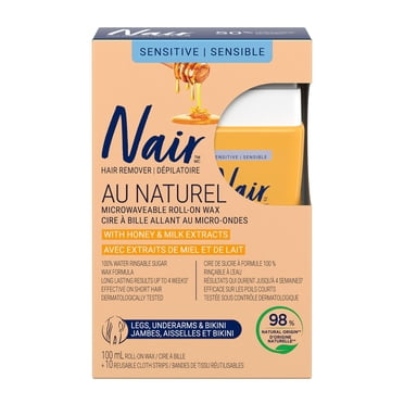 Nair Au Naturel Roll-On Sugar Wax for Dry & Sensitive Skin with Milk and Honey, 100ml