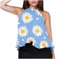 thumbnail image 2 of Weiqiqre Womens Tank Tops Adjustable Tie Neckline Ruffle Hem Sleeveless Flowy Halter Tops, 2 of 6