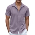thumbnail image 1 of asjyhkr Mens Beach Button down Shirts Casual Stretch Collared Summer Travel Short Sleeve Tops, 1 of 5