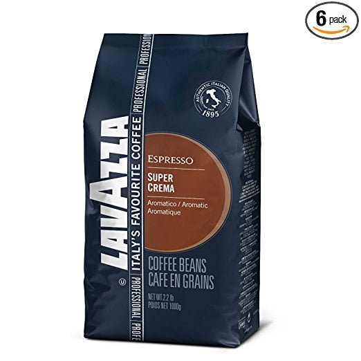Lavazza Super Crema Whole Bean Coffee Blend, Medium Espresso Roast, 2.2 Pound (Pack of 6)
