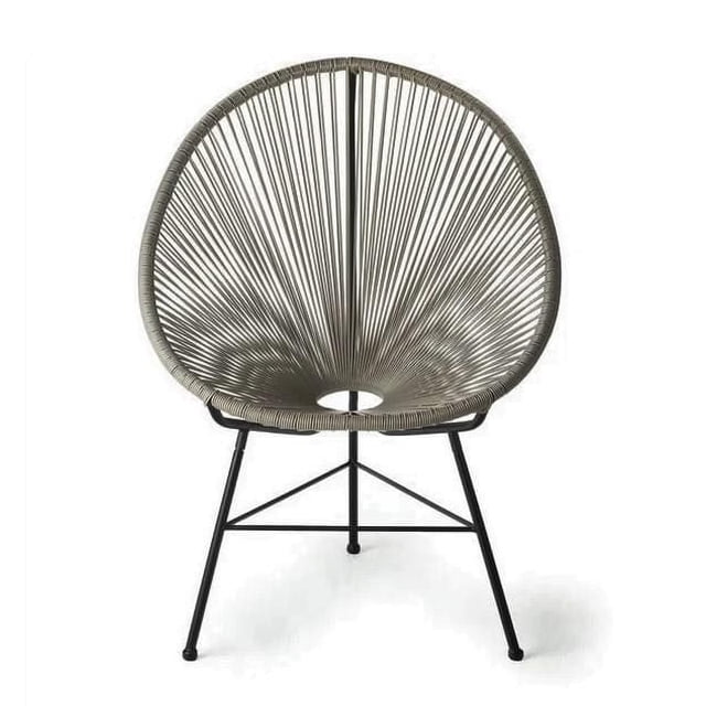 Plata Import Acapulco Chaise pour Enfants en Fil Métallique avec Siège et Dossier Circulaires Gris en Fil Métallique avec Trou central, Supportée par un Cadre en Métal Noir avec Quatre Pieds Inclinés et Barres Croisées, Convient aux Sièges Extérieurs et aux Aires de Jeu pour Enfants.