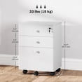 thumbnail image 3 of HOMCOM 3-Drawer Filing Cabinet with Lock, Mobile File Cabinet, White, 3 of 10