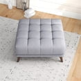 thumbnail image 3 of Allen Mid-Century Modern Square Microfiber Ottoman in Light Gray, 3 of 6