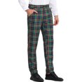 thumbnail image 4 of INSPIRE CHIC Pantalon à Carreaux pour Homme, Léger, Coupe Régulière, devant Plat, 28, Vert Marine, 4 of 7