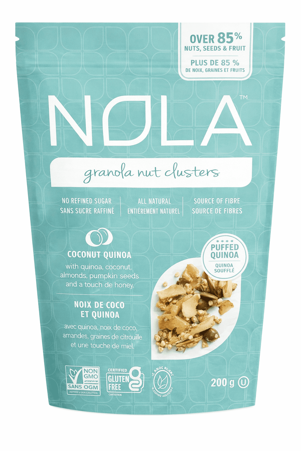 Nola Baking Co. Granola Nut Clusters 200g - Coconut Quinoa, Gluten-free, All Natural, No Refined Sugar, No Artificial Preservatives