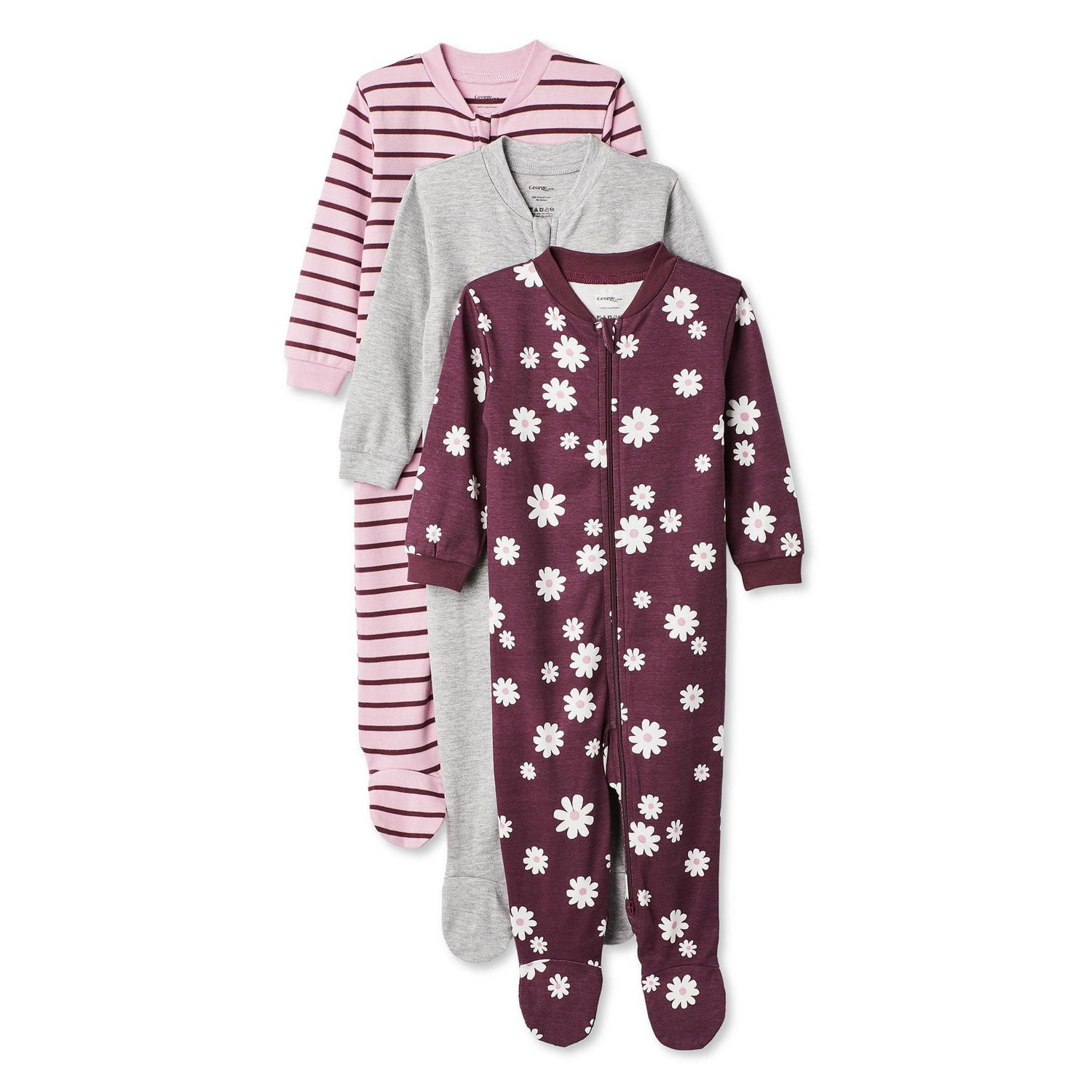 George Baby girls' Sleeper 3-Pack