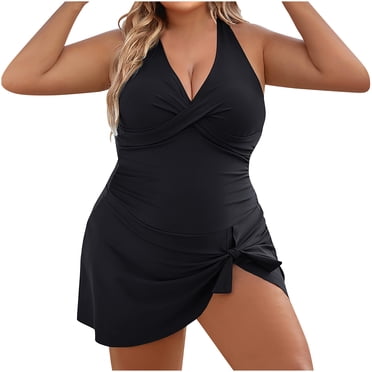 Cameland Bathing Suits for Women One Piece Swimdress Swimsuits V Neck Tummy Control Tie Knot Swim Dresses Skirt Bathing Suit