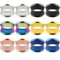 thumbnail image 3 of Trayknick 1Pc Ear Expander Solid Color Skin-friendly Stainless Steel Double Flared Ear Gauges for Men Women Black 20mm, 3 of 13