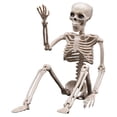 thumbnail image 1 of ZTTD 1 PCS Posable Halloween Skeleton Decor 16 Inches, Full Body Posable Joints Hanging Skeletons for Halloween Decorations, Graveyard Props, Haunted House Accessories, Front Lawn (Style2-Beige), 1 of 5