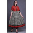 thumbnail image 2 of Bimba Robe Anarkali Grise à Imprimé Géométrique Triangle Kurti Longue pour Femmes Indienne Ligne A Décontractée Haut Tunique -XSmall, 2 of 5