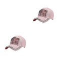 thumbnail image 4 of Decodeary Casquette de Baseball à la Mode Ajustable et Protégée du Soleil Chapeau Multicolore Rose 2Set, 4 of 6