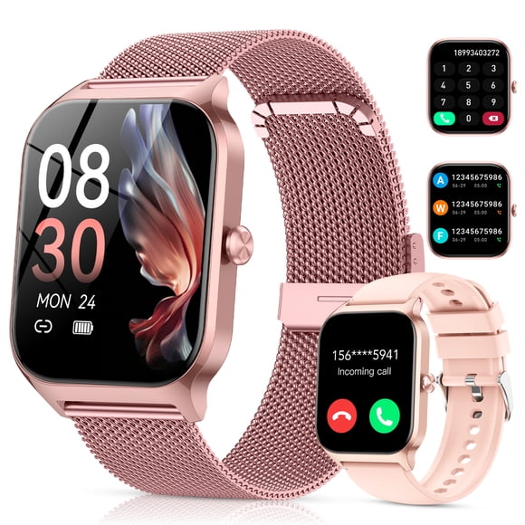 Montre Intelligente Compatible avec Android et IPhone, Traqueur de Mise en Forme 1,85 Po, Montre Intelligente pour Hommes et Femmes avec Réponse/appels/120+ Modes Sportifs/rappel de Messages, IP68 Étanche, pour Cadeau Rose