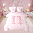 thumbnail image 1 of Erosebridal Ensemble de Lit Nœud Papillon Taille Simple pour Adolescents, Ensemble de Lit Lettre H Initiale, Décor Monogramme, Réversible, 1 of 1