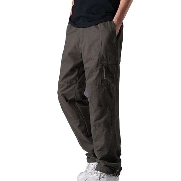 LNWUY (M-5XL) Men's Big and Tall Full Elastic Waist Casual Cargo Pants Relaxed Fit Lightweight Pull On Work Pant with Pocket Green XXXXL