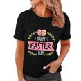 thumbnail image 1 of Pxiakgy Liquidation! Joyeuses Pâques! T-Shirts pour Femmes, T-Shirt Graphique Lapin de Pâques, T-Shirts de Vacances Œuf de Pâques, Mode Féminine Col Rond Manches Courtes T-Shirt Imprimé Noir TTG, 1 of 4